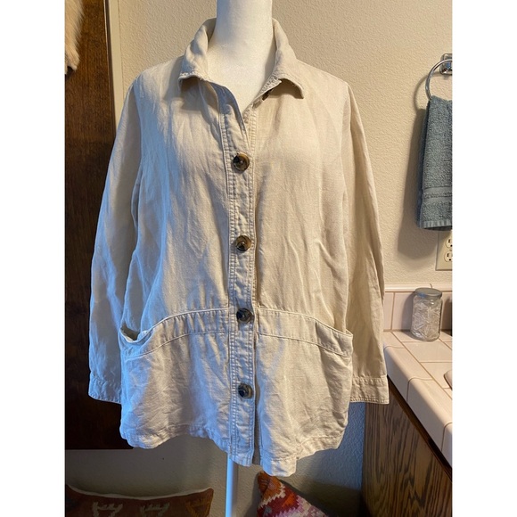 Nicole Miller Cream Utility Jacket with Relaxed Fit - Picture 3 of 6